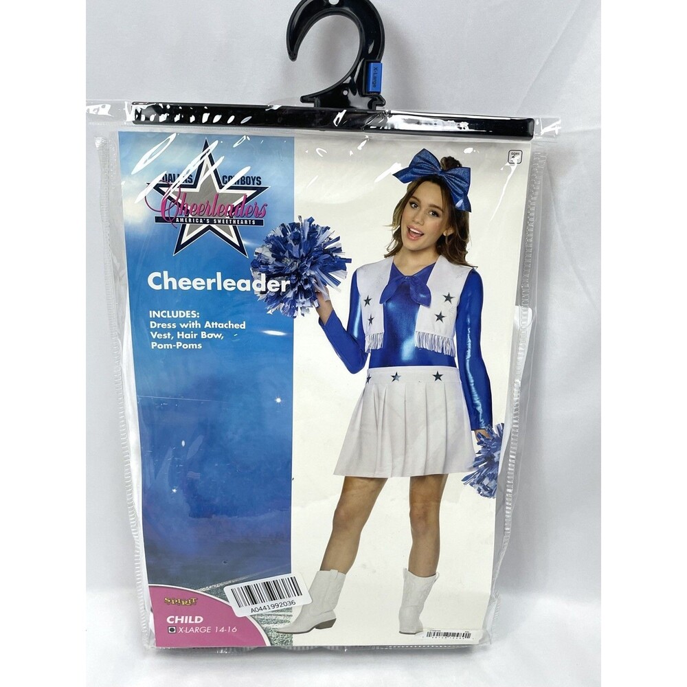 Spirit Halloween Child Girl XL 14-16 Dallas Cowboys Cheerleader Costume Blue